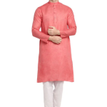 SHIVAAY Orange Mens Cotton Chikankari Kurta Pyjama Set