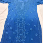 NITYA Blue Pure Viscose Chikankari3D Emboss Omray Kurti