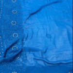 PAHEL Blue Pure Viscose Chikankari Saree With Golden Mokaish Work