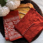 PARI Rose Gold Cotton Dobby Chikankari Kurta Pant Set