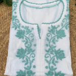 RUHANI Teal Pure Mul Cotton Chikankari Kurti and Pant Set