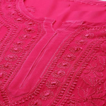 SONAM Fuschia Pure Viscose Resham Thread Chikankari Kurta