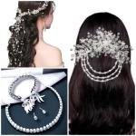 Wedding Wear Necklace and Bracelet and Free White Tiara and Party Wear Hair Acessary
