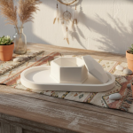 Handcrafted gypsum décor with a smooth matte finish