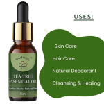 Trustmeds 100% Pure Tea Tree Essential Oil, 15ml - Therapeutic Grade, Anti-Acne, Anti-Dandruff, Antiseptic for Skin & Hair