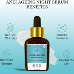 Anti Ageing Night Face Serum for Glowing Skin - Infused with Pure Argan Oil & Hyaluronic Acid for Wrinkles