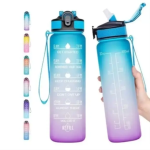 Unbreakable Water Bottle 1 Litre with Motivational Time Marker, Leakproof Durable BPA-Free Non-Toxic Water bottle for office, Water bottle for gym