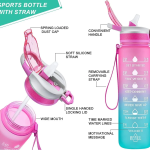 Unbreakable Water Bottle 1 Litre with Motivational Time Marker, Leakproof Durable BPA-Free Non-Toxic Water bottle for office, Water bottle for gym