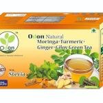 ODON NATURAL Moringa Turmeric Ginger Giloy Herbal Green Tea with Stevia | 25 Tea Bags | Natural Immunity Booster