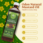 Odon Natural Cold Pressed Mustard Oil 1L | 100% Pure & Natural Strong Aroma & Authentic Taste for Frying, Sautéing & Indian Recipes