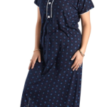 Women's Sinker Cotton Blend All Over Printed Half Sleeve Sleepwear Nighty/Maxi/Nightgown with Side Pocket