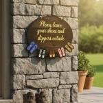Please Remove Your Shoes Outside Door Hanging Sign Board for Home & Shop Entrance, Wall & Door Decor