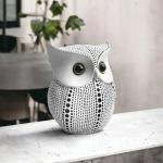 Barbar KHARIDO Antique White & Black Owl Showpiece for Home/Office Décor Decorative Showpiece - 14 cm (Resin, White, Black)