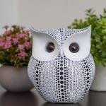 Barbar KHARIDO Antique White & Black Owl Showpiece for Home/Office Décor Decorative Showpiece - 14 cm (Resin, White, Black)