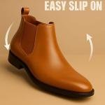 Latest Premium Men Leather Chelsea Boots with TPR Sole | Genuine Leather Slip-On Ankle Length Boots | Stylish & Comfortable Formal/Casual Boots for Men & Boys