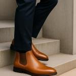 Latest Premium Men Leather Chelsea Boots with TPR Sole | Genuine Leather Slip-On Ankle Length Boots | Stylish & Comfortable Formal/Casual Boots for Men & Boys